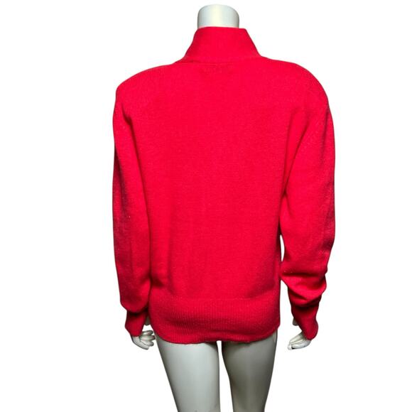 Christie & Jill Red Lambswool Angora Mock Neck Sweater with Button Detail Large - Picture 4 of 9
